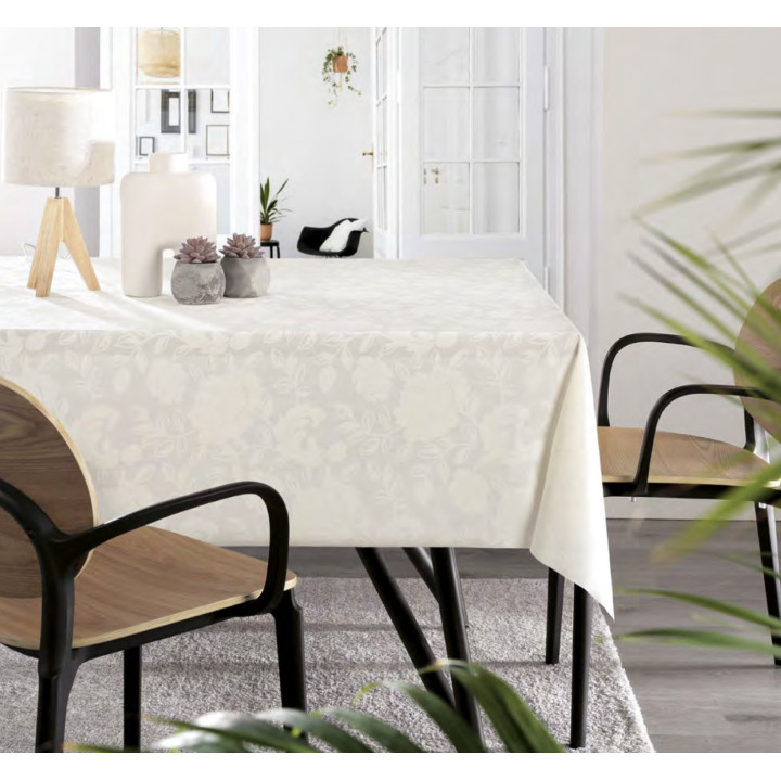 Weiße Rose – Tischdecke auf einem eckigen Tisch