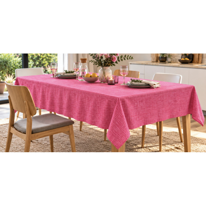 Uni Pink – Tischdecke auf einem eckigen Tisch