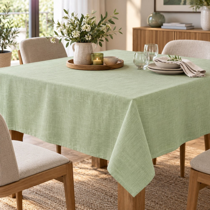 Tischdecke Pistaziengün - abwaschbar mit Unimuster