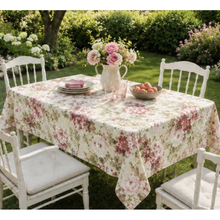 Little Rose – Tischdecke auf einem eckigen Tisch