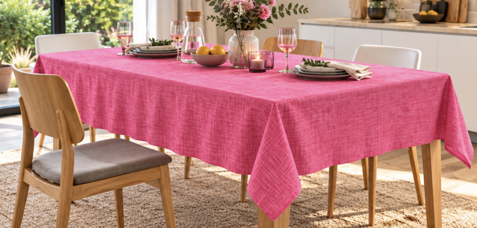 Uni Pink – Tischdecke nach Maß